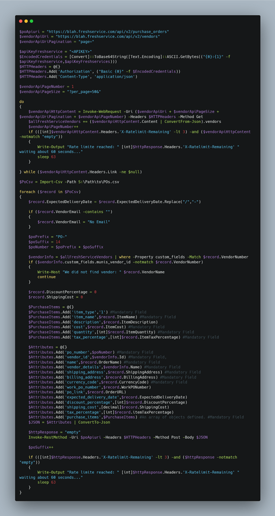 Error When Using Api To Create Purchase Orders Product