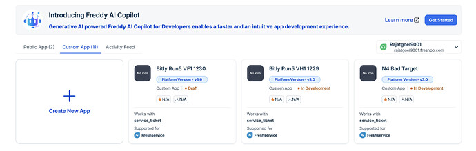 Revamped custom apps listing page for existing apps