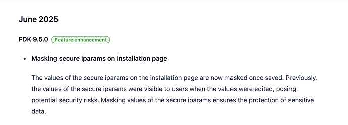Masking secure iparams on installation page
