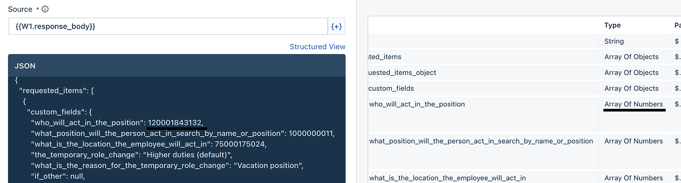 How to get number from array of numbers in workflow automator customize x workflows 