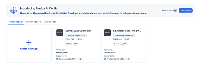 Revamped public apps listing section