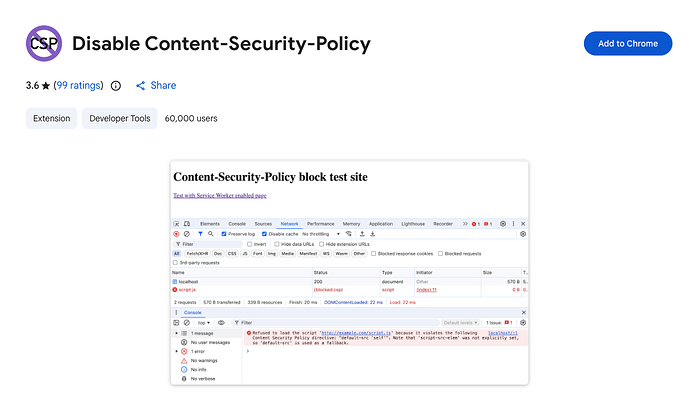 Disable CSP Chrome Extension